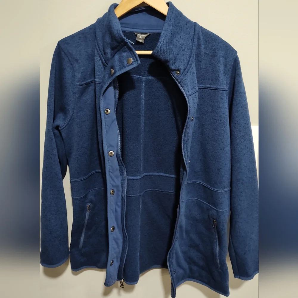 EDDIE BAUER Women's Midweight Knit Jacket, Zip & Snap closure, Plaid detail, L - Picture 8 of 10